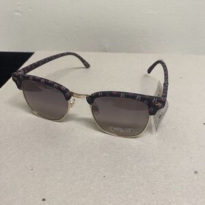 Joe Boxer Half Rim Sunglasses Retro Look Sail Boat All Over Print Gold Metal New